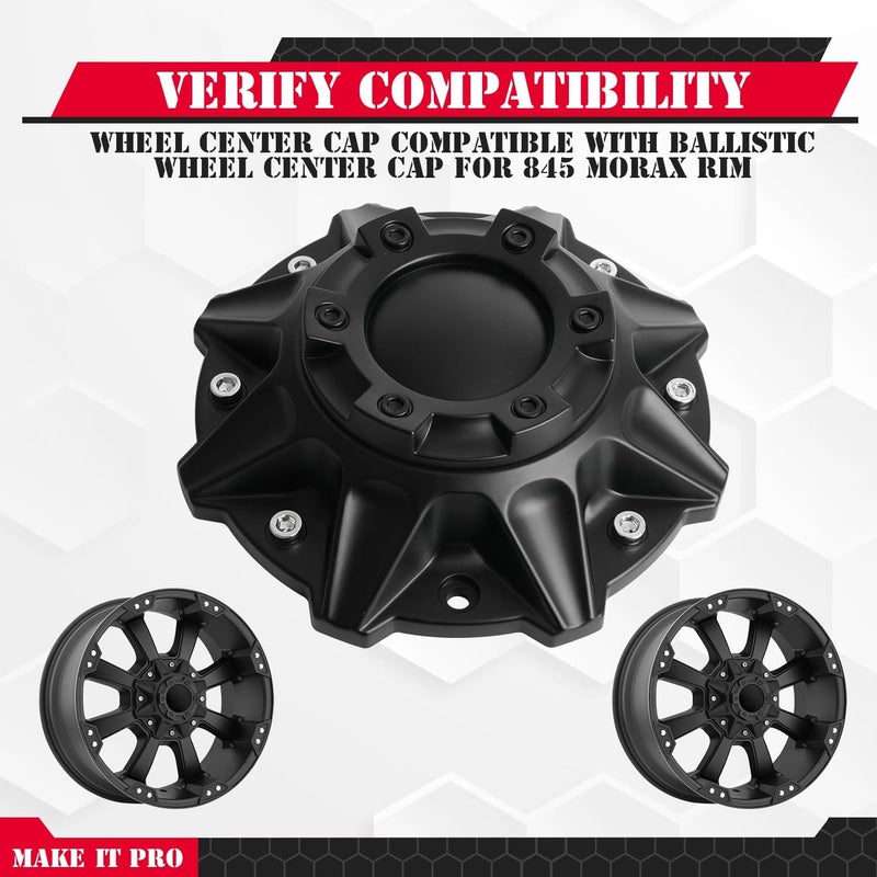 KitsPro Wheel Center Caps for Pro Comp Series 48 and Ballistic 845 Morax Rim Replacement Hub Caps, Pack of 1 - Image 2